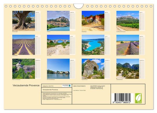 Produktbild: Verzaubernde Provence (Wandkalender 2026 DIN A4 quer), CALVENDO Monatskalender