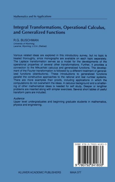 Produktbild: Integral Transformations, Operational Calculus, and Generalized Functions