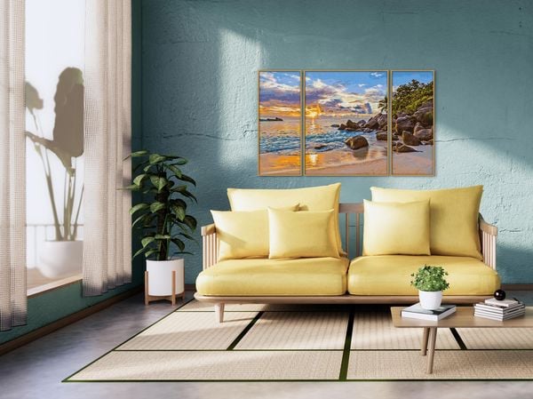 Schipper 609260906 - Malen nach Zahlen, Abendstimmung im Paradies, Triptychon, 50 x 80 cm