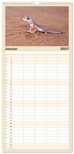 Produktbild: Familienplaner 2027 - Namibias faszinierende Tierwelt mit 5 Spalten (Wandkalender, 21 x 45 cm) CALVENDO