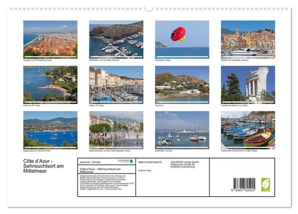 Produktbild: C&ocirc;te d&rsquo;Azur - Sehnsuchtsort am Mittelmeer (Wandkalender 2026 DIN A2 quer), CALVENDO Monatskalender