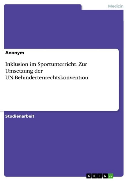 Produktbild: Inklusion im Sportunterricht. Zur Umsetzung der UN-Behindertenrechtskonvention