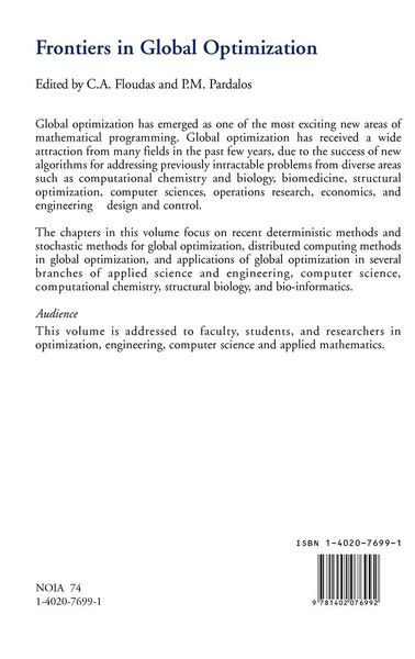 Produktbild: Frontiers in Global Optimization