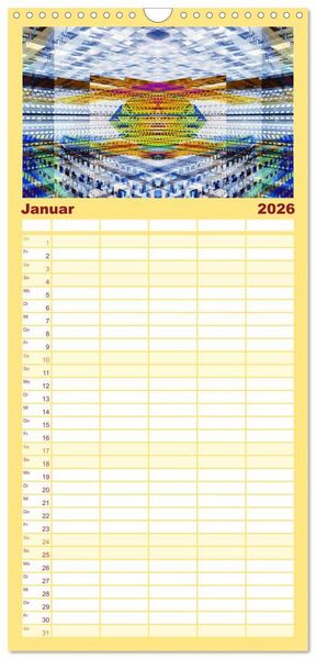 Produktbild: Familienplaner 2026 - Abstrakt mit 5 Spalten (Wandkalender, 21 x 45 cm) CALVENDO