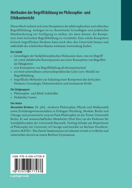 Produktbild: Methoden der Begriffsbildung im Philosophie- und Ethikunterricht
