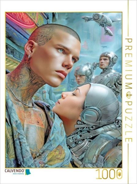 CALVENDO Puzzle Cyberpunk Neonwelt | 1000 Teile Lege-Größe 64x48cm Foto-Puzzle für glückliche Stunden