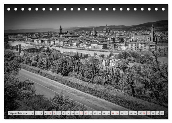 Produktbild: FLORENZ Monochrome Impressionen (Tischkalender 2026 DIN A5 quer), CALVENDO Monatskalender