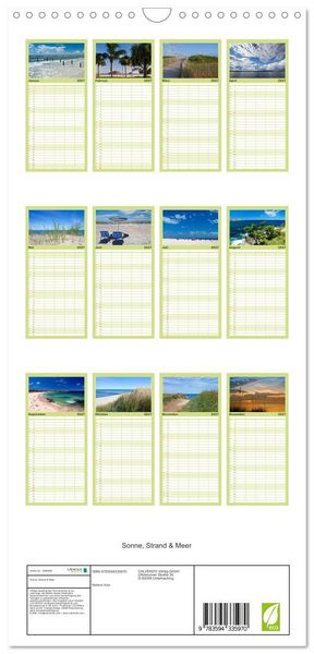 Produktbild: Familienplaner 2027 - Sonne, Strand & Meer mit 5 Spalten (Wandkalender, 21 x 45 cm) CALVENDO
