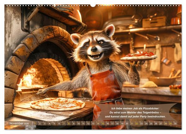 Produktbild: Tierisch lustige Pizzab&auml;cker (hochwertiger Premium Wandkalender 2026 DIN A2 quer), Kunstdruck in Hochglanz