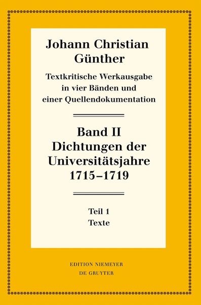 Produktbild: Dichtungen der Universit&auml;tsjahre 1715-1719