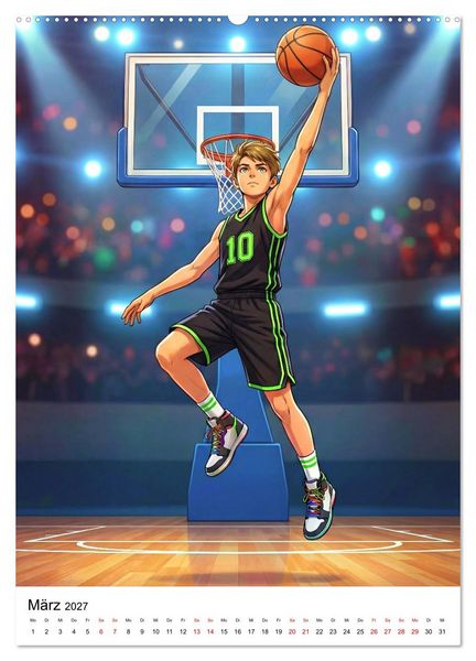 Produktbild: Level Up &ndash; Basketballhelden (Wandkalender 2027 DIN A2 hoch), CALVENDO Monatskalender
