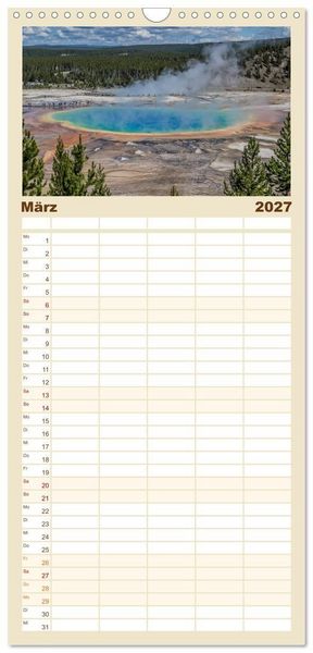 Produktbild: Familienplaner 2027 - Wyoming, South Dakota Colorado mit 5 Spalten (Wandkalender, 21 x 45 cm) CALVENDO