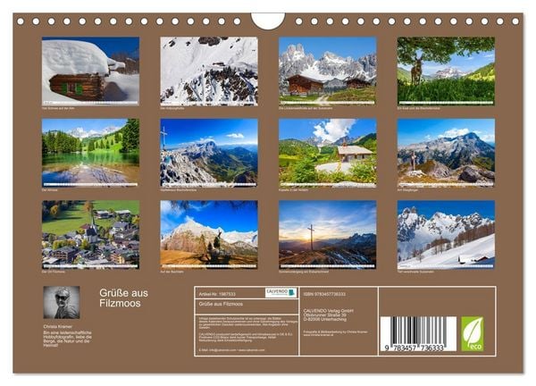 Produktbild: Gr&uuml;&szlig;e aus Filzmoos (Wandkalender 2026 DIN A4 quer), CALVENDO Monatskalender