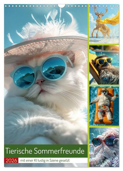 Produktbild: Tierische Sommerfreunde (Wandkalender 2026 DIN A3 hoch), CALVENDO Monatskalender