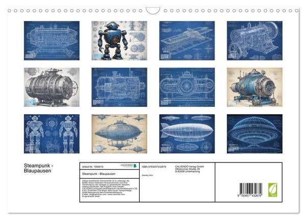 Produktbild: Steampunk - Blaupausen (Wandkalender 2026 DIN A3 quer), CALVENDO Monatskalender