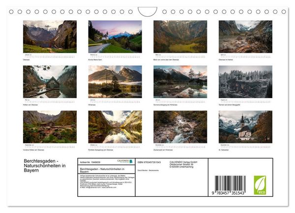 Produktbild: Berchtesgaden - Natursch&ouml;nheiten in Bayern (Wandkalender 2026 DIN A4 quer), CALVENDO Monatskalender
