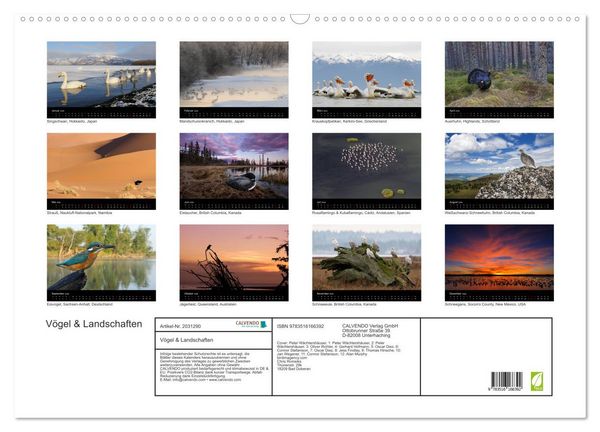 Produktbild: V&ouml;gel & Landschaften (Wandkalender 2026 DIN A2 quer), CALVENDO Monatskalender