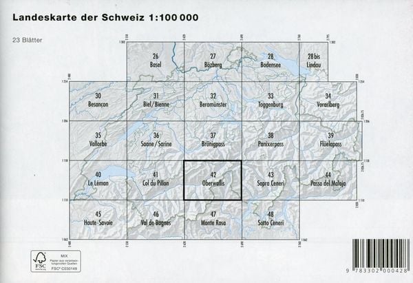 Produktbild: Swisstopo 1 : 100 000 Oberwallis