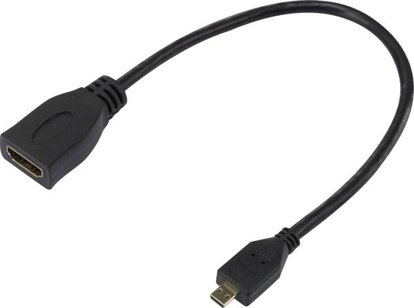 Produktbild: SpeaKa Professional SP-7870588 HDMI Adapter [1x HDMI-Stecker D Micro - 1x HDMI-Buchse] Schwarz vergoldete Steckkontakte 20.00 cm