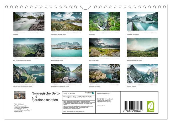 Produktbild: Norwegische Berg- und Fjordlandschaften (Wandkalender 2026 DIN A4 quer), CALVENDO Monatskalender