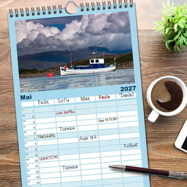 Produktbild: Familienplaner 2027 - Schottland - Wildes Land im Norden mit 5 Spalten (Wandkalender, 21 x 45 cm) CALVENDO