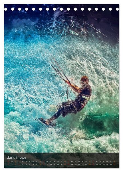 Produktbild: Kitesurfen - einfach cool (Tischkalender 2026 DIN A5 hoch), CALVENDO Monatskalender