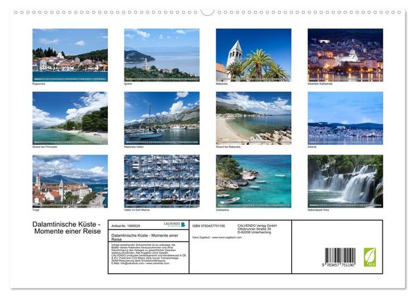 Produktbild: Dalamtinische K&uuml;ste - Momente einer Reise (hochwertiger Premium Wandkalender 2026 DIN A2 quer), Kunstdruck in Hochglanz