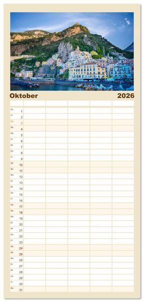 Produktbild: Familienplaner 2026 - Italien - zwischen Dolomiten und Amalfik&uuml;ste mit 5 Spalten (Wandkalender, 21 x 45 cm) CALVENDO