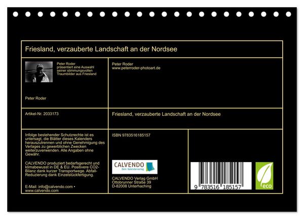 Produktbild: Friesland, verzauberte Landschaft an der Nordsee (Tischkalender 2026 DIN A5 quer), CALVENDO Monatskalender