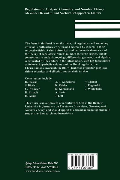 Produktbild: Regulators in Analysis, Geometry and Number Theory