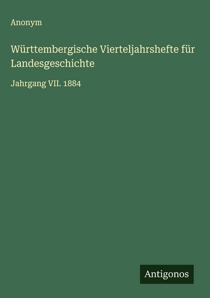 Produktbild: W&uuml;rttembergische Vierteljahrshefte f&uuml;r Landesgeschichte