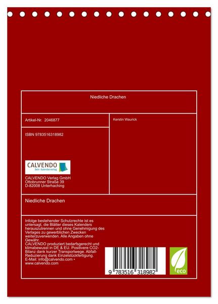 Produktbild: Niedliche Drachen (Tischkalender 2026 DIN A5 hoch), CALVENDO Monatskalender