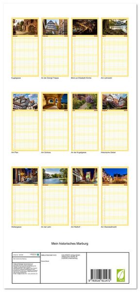 Produktbild: Familienplaner 2026 - Mein historisches Marburg mit 5 Spalten (Wandkalender, 21 x 45 cm) CALVENDO