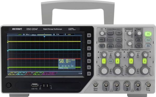 VOLTCRAFT DSO-1084F Digital-Oszilloskop 80 MHz 4-Kanal 1 GSa/s 64 kpts 8 Bit Digital-Speicher (DSO), Funktionsgenerator 