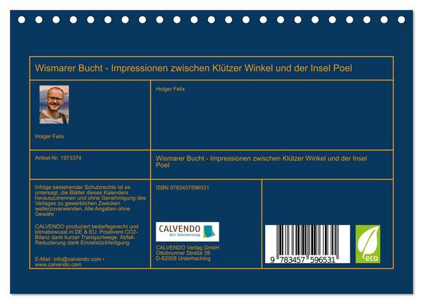 Produktbild: Wismarer Bucht - Impressionen zwischen Kl&uuml;tzer Winkel und der Insel Poel (Tischkalender 2026 DIN A5 quer), CALVENDO Monatskalender