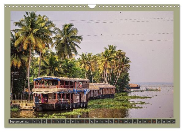Produktbild: Kerala Backwaters - mit dem Hausboot durch die tropische Wasserwelt (Wandkalender 2027 DIN A3 quer), CALVENDO Monatskalender