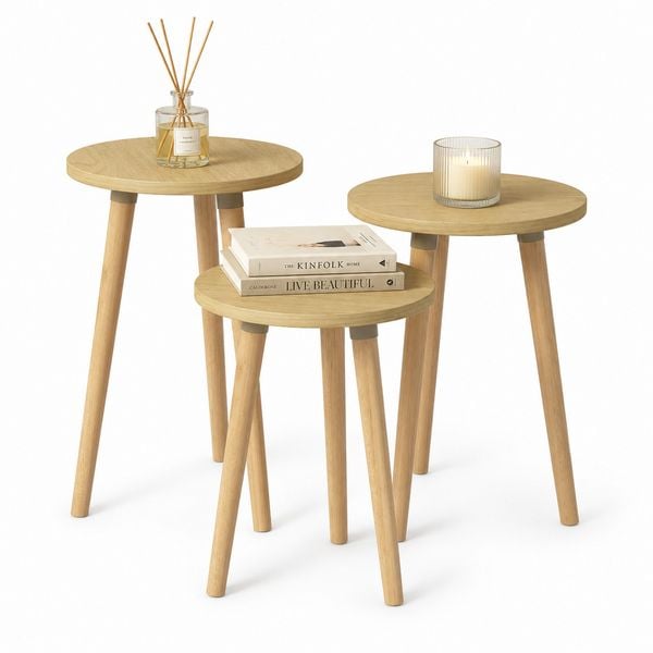Produktbild: 3-tlg. Beistelltisch Set Rund Barilo 52/47/42 cm