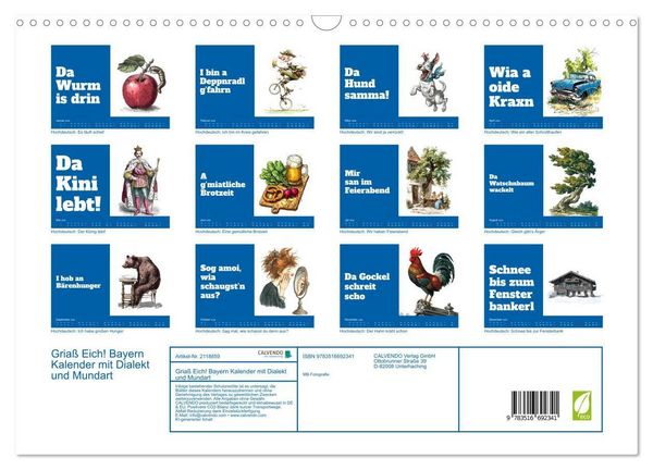 Produktbild: Gria&szlig; Eich! Bayern Kalender mit Dialekt und Mundart (Wandkalender 2026 DIN A3 quer), CALVENDO Monatskalender