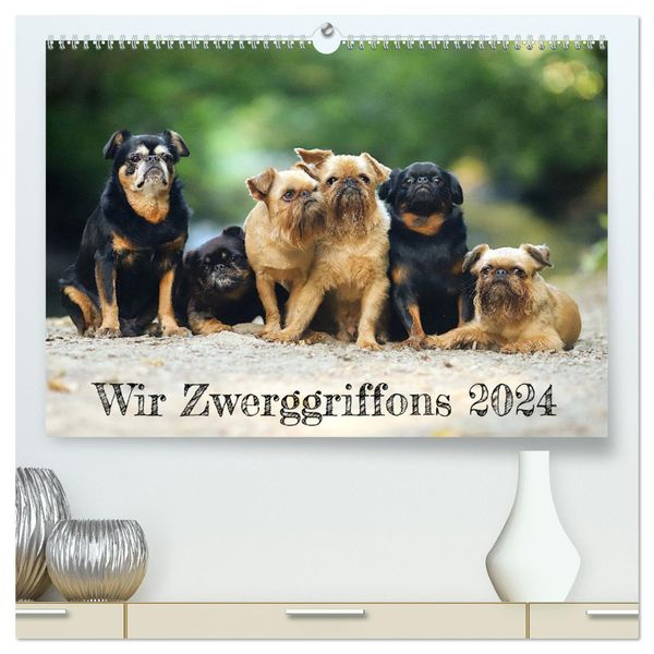 Wir Zwerggriffons 2024 (hochwertiger Premium Wandkalender 2024 DIN A2 quer), Kunstdruck in Hochglanz