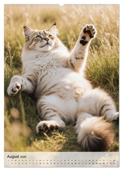 Produktbild: Maine Coon Kalender - Majest&auml;tische Katzen in der Natur (Wandkalender 2026 DIN A2 hoch), CALVENDO Monatskalender
