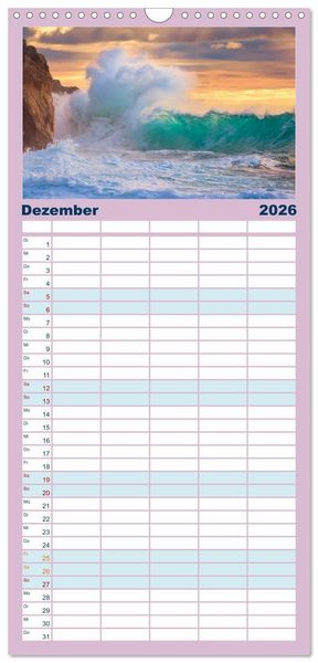 Produktbild: Familienplaner 2026 - Wellen Konzert mit 5 Spalten (Wandkalender, 21 x 45 cm) CALVENDO