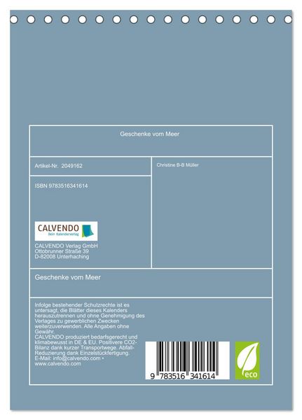 Produktbild: Geschenke vom Meer (Tischkalender 2026 DIN A5 hoch), CALVENDO Monatskalender