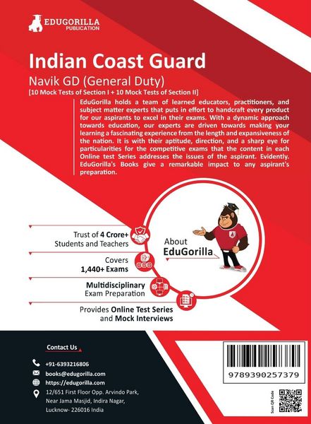 Produktbild: Indian Coast Guard Navik GD Book 2023 (English Edition) - 1100 Solved Questions [20 Mock Tests (Section I and Section II)] with Free Access To Online