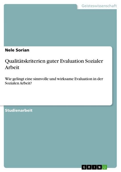 Produktbild: Qualit&auml;tskriterien guter Evaluation Sozialer Arbeit