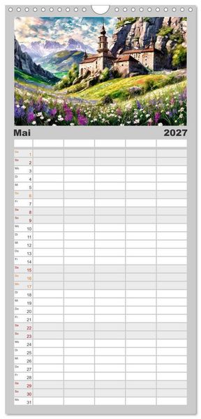 Produktbild: Familienplaner 2027 - Landschaften im Jahreskreis mit 5 Spalten (Wandkalender, 21 x 45 cm) CALVENDO