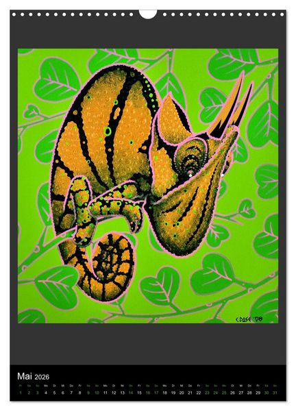 Produktbild: Acrylic paintings - Pfeilgiftfr&ouml;sche und Cham&auml;leons (Wandkalender 2026 DIN A3 hoch), CALVENDO Monatskalender