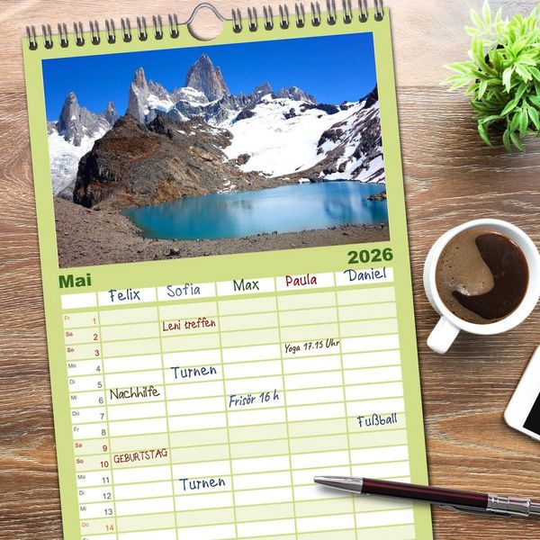 Produktbild: Familienplaner 2026 - S&uuml;damerika - Vom Reich der Inka bis nach Patagonien mit 5 Spalten (Wandkalender, 21 x 45 cm) CALVENDO