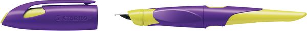 Produktbild: STABILO Ergonomischer Schulf&uuml;ller f&uuml;r Rechtsh&auml;nder mit Anf&auml;nger-Feder A -   EASYbirdy in violett/gelb - Einzelstift - inklusive Patrone