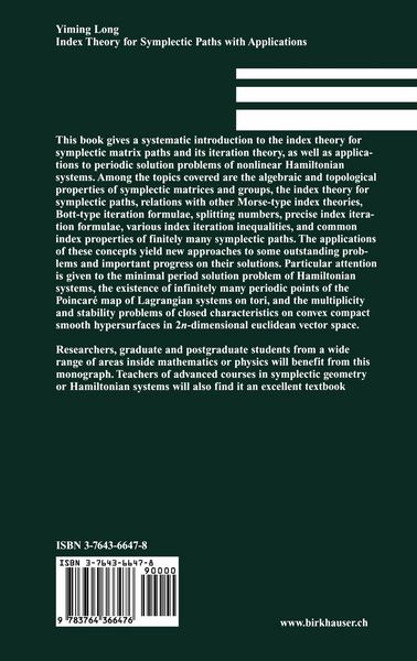 Produktbild: Index Theory for Symplectic Paths with Applications
