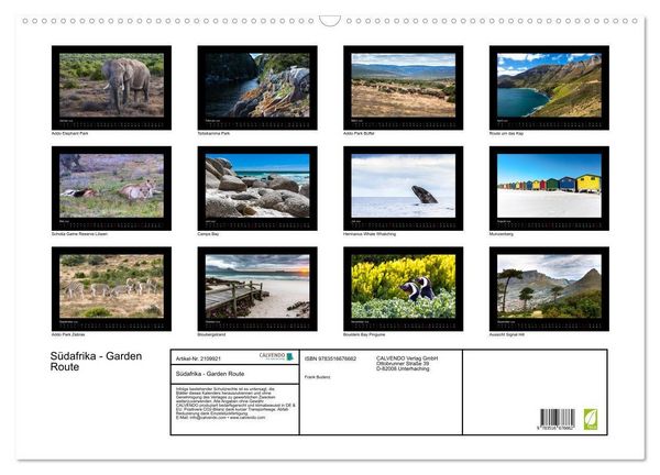 Produktbild: S&uuml;dafrika - Garden Route (Wandkalender 2026 DIN A2 quer), CALVENDO Monatskalender